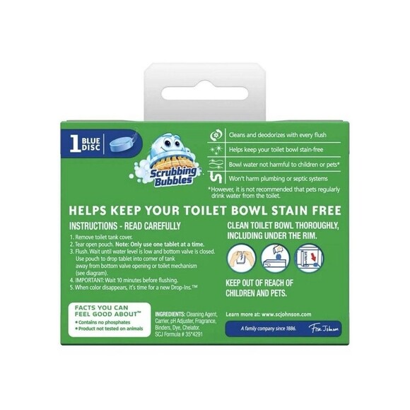 4 Pack Scrubbing Bubbles Continuous Clean Drop-Ins, Toilet Cleaner Tablets, New - Picture 2 of 4